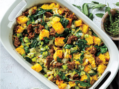 Cornbread, Sausage & Spinach Stuffing