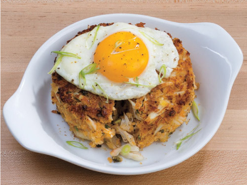 Fried Egg-Topped Crab Cakes