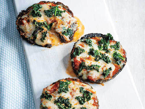 Grilled Garlicky Kale Portobello Pizzas