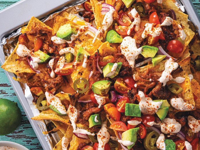Grilled Pulled Pork Nachos with Smoky Crema