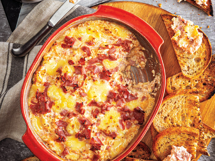 Reuben Dip with Rye Bread Toast Points