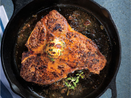 Skillet-Fried Porterhouse Steak with Orange-Chipotle Butter