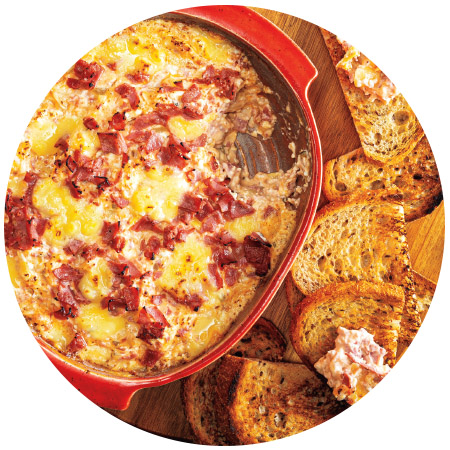 Reuben Dip with Rye Bread Toast Points