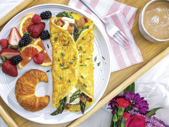 Asparagus, Brie & Bacon Omelets