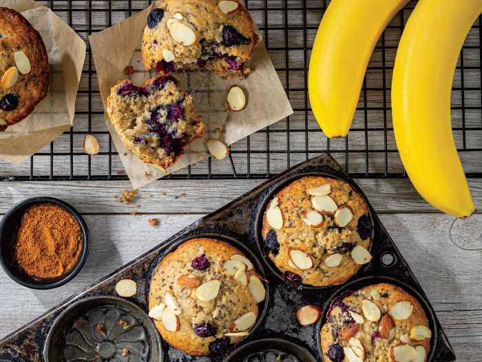 Blueberry-Banana Chia Seed Muffins