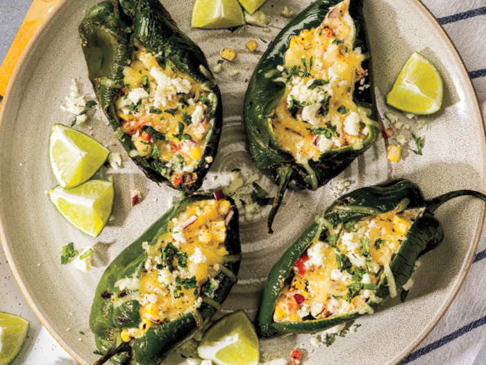 Grilled Corn & Queso-Stuffed Poblano Peppers