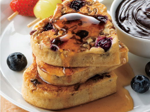 Heart-Shaped Whole Wheat Blueberry-Nut Pancakes