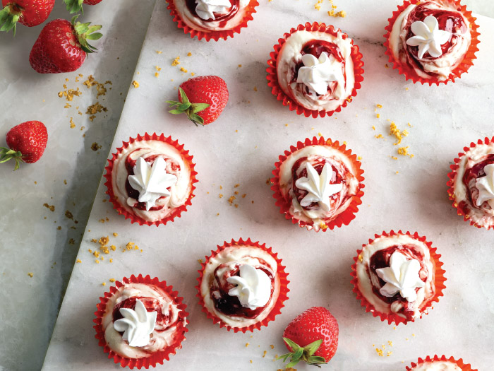 No-Bake Mini Strawberry-Lemon Cheesecakes