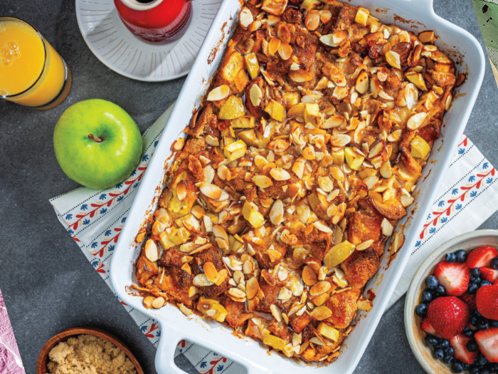 Overnight Almond Butter-Apple French Toast Bake