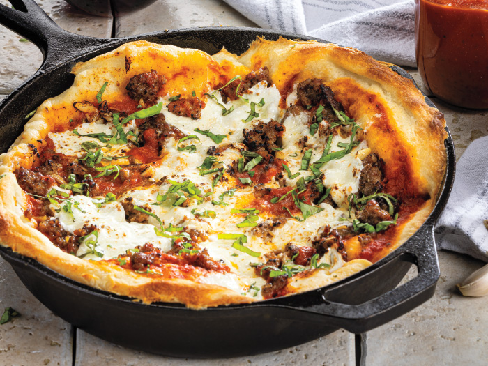 Skillet Italian Sausage & Burrata Pizza