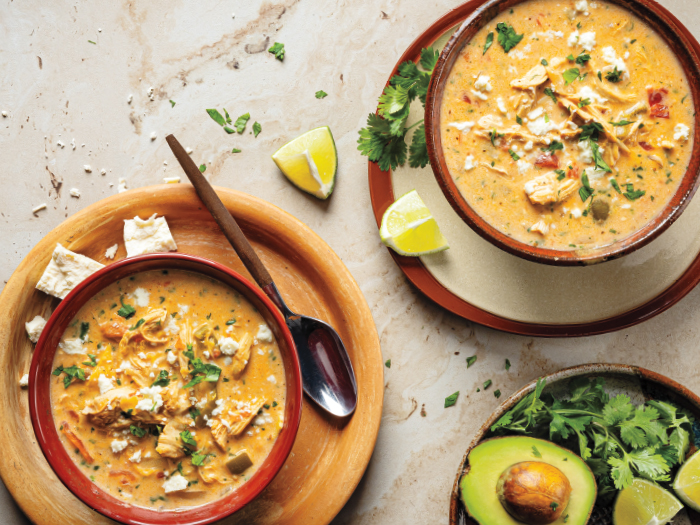 Slow Cooker Creamy Poblano-Chicken Tortilla Soup
