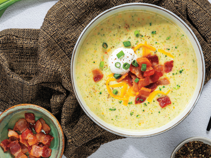 Slow Cooker Loaded Broccoli-Cauliflower Soup