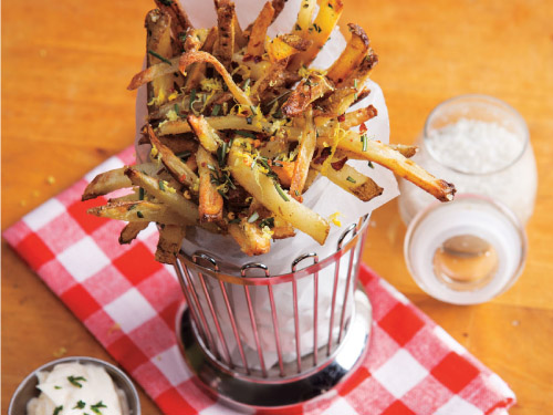 Zesty Parmesan-Herb Fries with Garlic-Mayo Dip