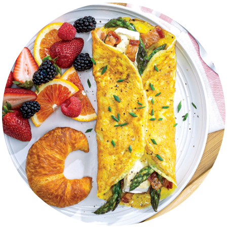 Asparagus, Brie & Bacon Omelets 