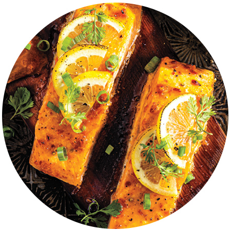 Harissa Cedar Plank Salmon with Herb Yogurt Sauce