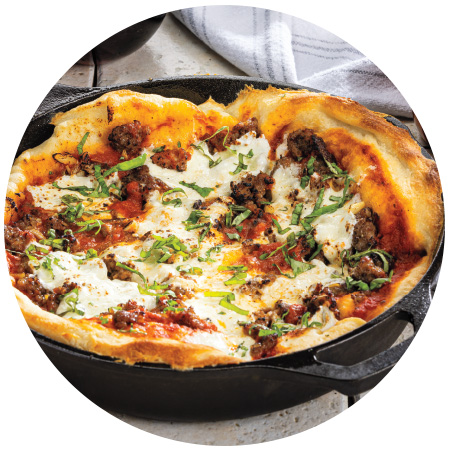 Skillet Italian Sausage & Burrata Pizza 